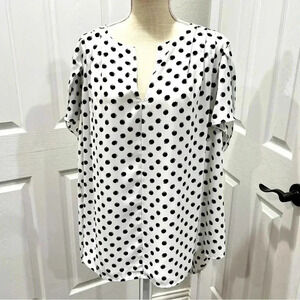 41 Hawthorn Polka Dot Polyester V-neck flowy blouse Plus size 3X
